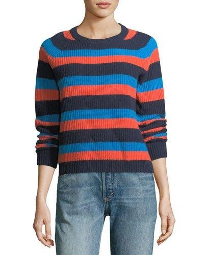 Kule Royce Striped Crewneck Cashmere Sweater In Multi