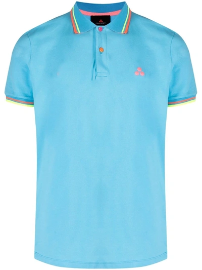 Peuterey Cotton Polo Shirt In Light Blue In Blue