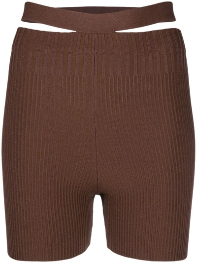Adamo Ribbed Knit Cycling Shorts In Nude & Neutrals