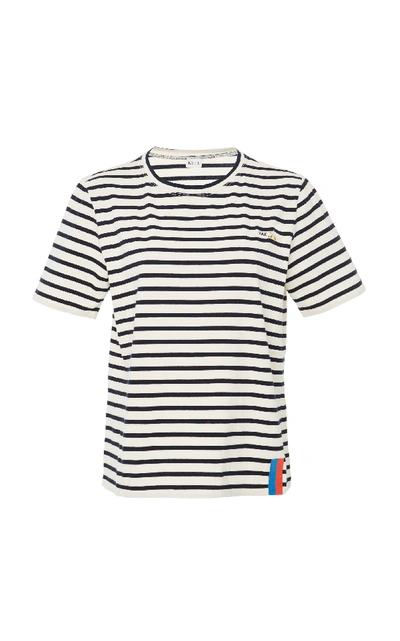 Kule The Modern Crewneck Boxy T-shirt In Cream/ Navy