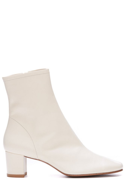 By Far Round-toe Block-heel Boots In White
