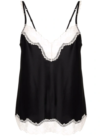 Stella Mccartney Kitty  Silk Satin & Lace Camisole In 黑色