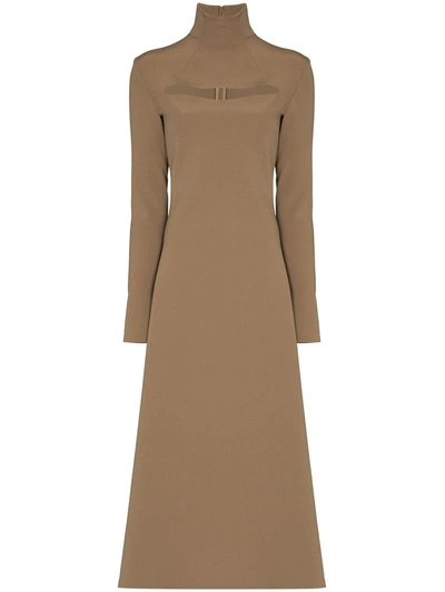 A.w.a.k.e. Cut-out Detail Midi Dress In Brown