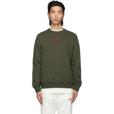 424 Logo Embroidery Cotton Crewneck Sweater In 40 Green