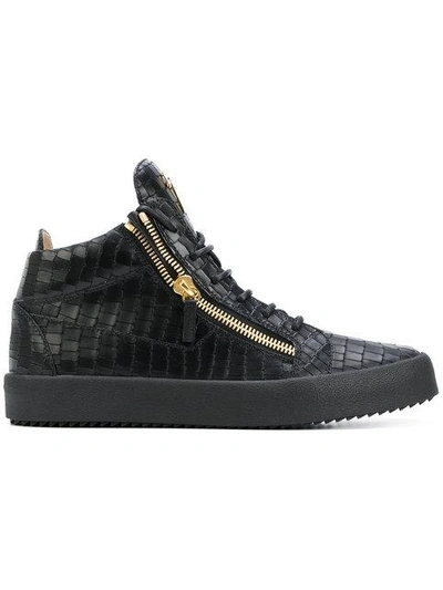 Giuseppe Zanotti Kriss Black Leather Snake Print Sneakers