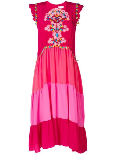 Peter Pilotto Silk Dress With Embroidery In Pink