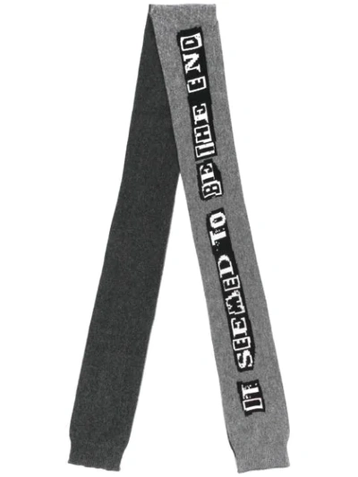 Valentino Slogan Embroidered Scarf In Dark Grey