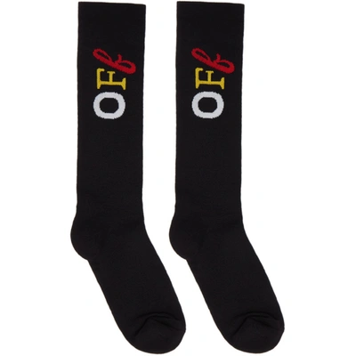 Off-white Black Typo Mix Socks In Black Multi