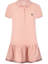 Moncler Kids' Polo-collar Ruffle-trim Dress In Pink