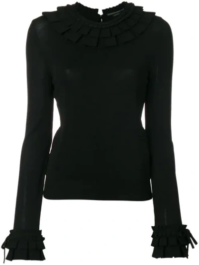 Ermanno Scervino Ruffle Trim Tie Cuff Jumper In Black