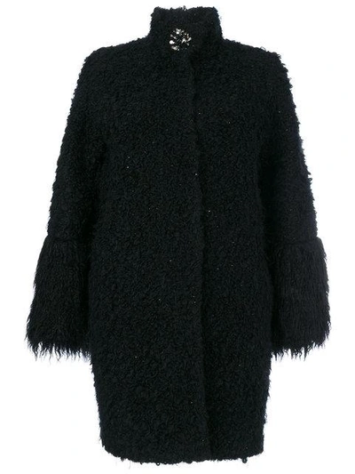 Blugirl Fur Effect Midi Coat In Black