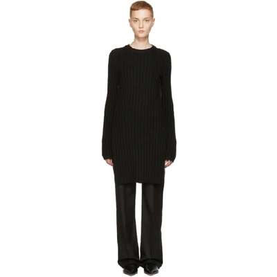 Joseph Ribbed Wool Blend Sweater Dress In Black