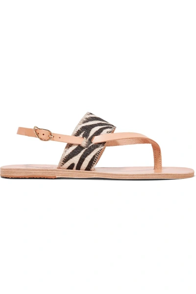 Ancient Greek Sandals Zoe Smooth And  Zebra-print Pony Hair-effect Leather Sandals