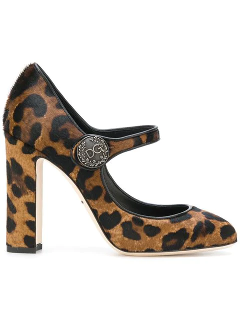 Dolce & Gabbana Leopard Print Mary Jane Pumps In Brown | ModeSens