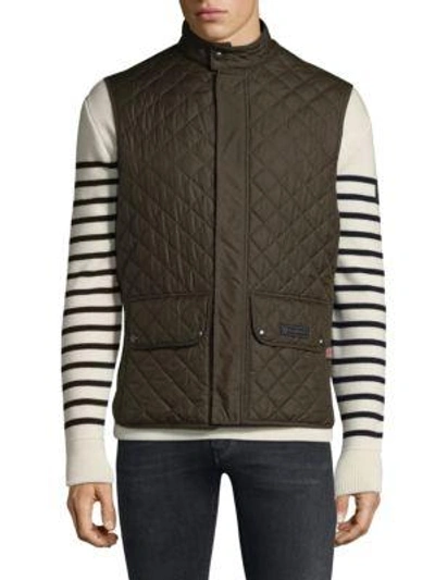 Belstaff Diamond Quilted Waistcoat In Faded Olive