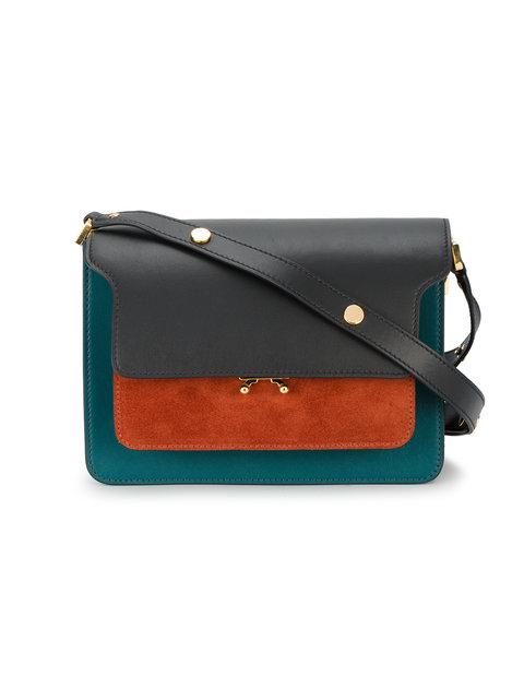Marni Tricolor Medium Trunk Bag In Black/brick/cypress | ModeSens