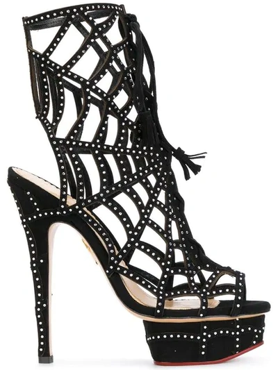 Charlotte Olympia Embellished Web Sandals - Black