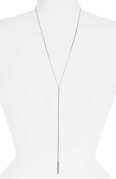Halogen Faceted Snake Chain Y-necklace In Rhodium