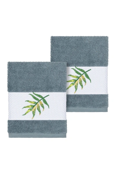 Linum Home Zoe Embellished Washcloth In Teal