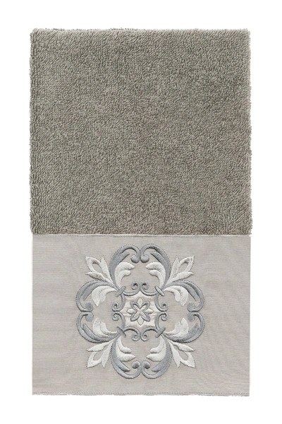 Linum Home Alyssa Embellished Hand Towel In Dark Gray
