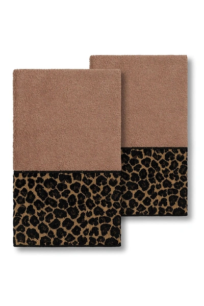 Linum Home Spots Embellished Hand Towel In Latte