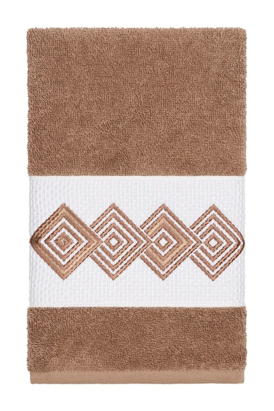 Linum Home Noah Embellished Hand Towel In Latte