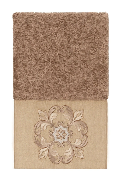 Linum Home Alyssa Embellished Hand Towel In Latte
