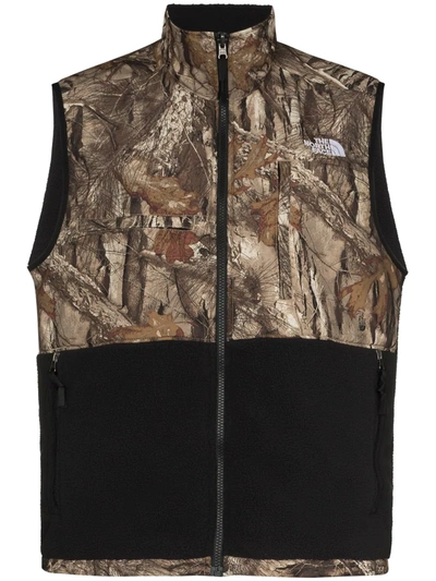 The North Face Denali Printed Recycled-fibre Fleece Gilet In Brown