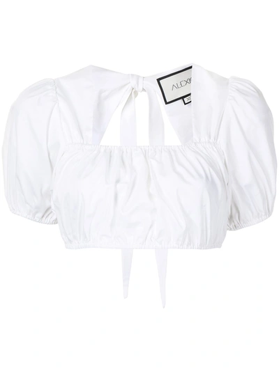 Alexis Tilly Puff-sleeve Crop Top In White