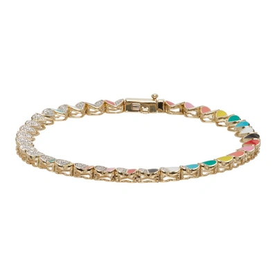 Adina Reyter Gold Ceramic Pavé Folded Heart Tennis Bracelet