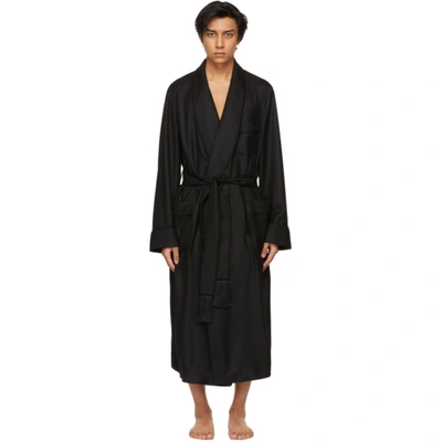 Tom Ford Tasselled Piped Cashmere-twill Dressing Gown In Black
