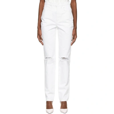 Alexander Wang Distressed High-rise Straight-leg Jeans In White
