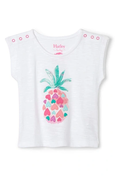 Hatley Babies' Pineapple Hearts Cap Sleeve T-shirt In White