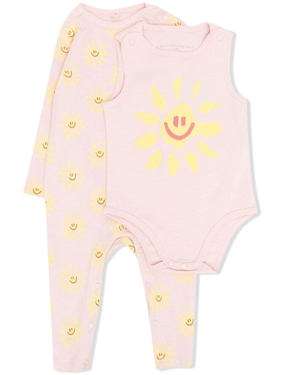 Stella Mccartney Two-pack Happy Sun-print Babygrow Set In Pink