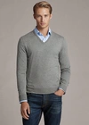 Ralph Lauren Cashmere V-neck Sweater In Classic Light Grey Heathe
