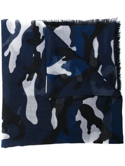 Valentino Garavani Valentino Camouflage-print Scarf - Blue