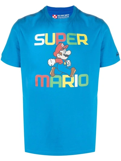Mc2 Saint Barth Super Mario Print T-shirt In Blue