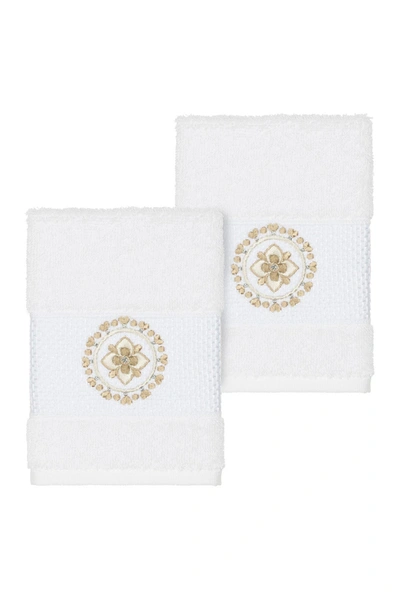 Linum Home Isabell Embellished Washcloth In White