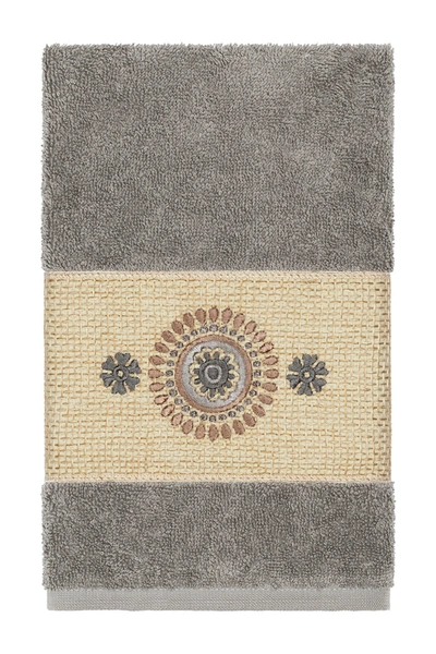 Linum Home Isabell Embellished Hand Towel In Dark Grey