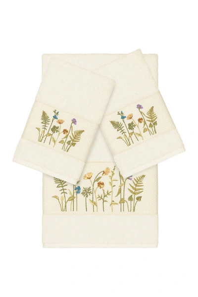 Linum Home Serenity 3-piece Embellished Towel Set In Cream