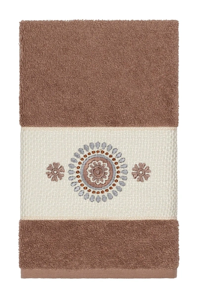 Linum Home Isabell Embellished Hand Towel In Latte