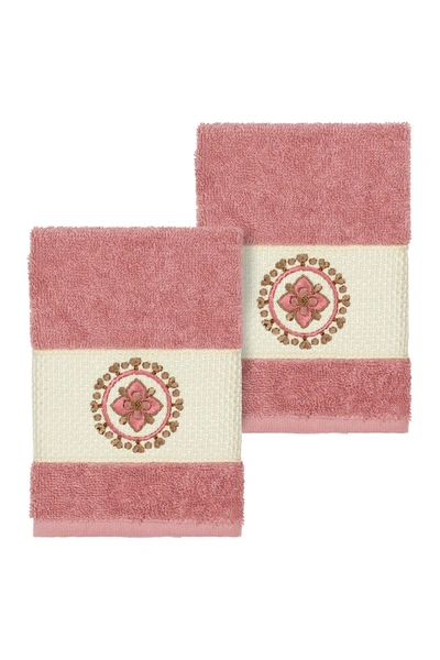Linum Home Isabell Embellished Washcloth In Tea Rose