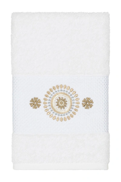 Linum Home Isabell Embellished Hand Towel In White