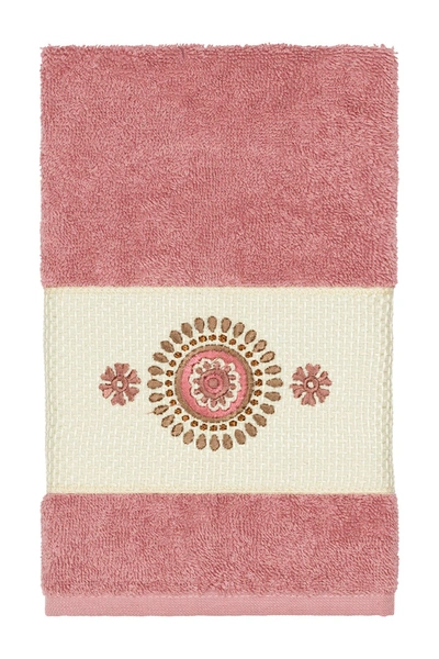 Linum Home Isabell Embellished Hand Towel In Tea Rose
