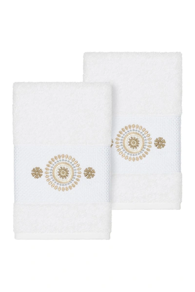 Linum Home Isabell Embellished Hand Towel In White