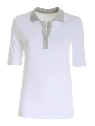 Fabiana Filippi White Polo Shirt With Lame Collar