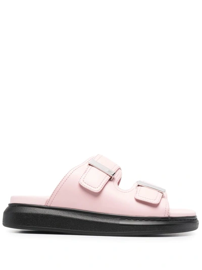 Alexander Mcqueen Womens Pale Pink Hybrid Double Buckle Leather Sandals 5.5