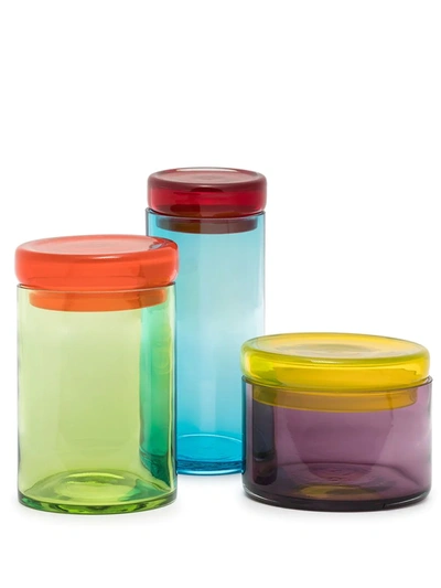 Pols Potten Multicoloured Caps & Jars Set In Orange