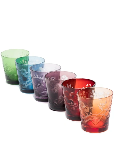 Pols Potten Multicoloured Blossom Glass Set In Red