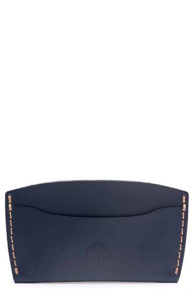 Ezra Arthur No. 3 Leather Card Case In Navy